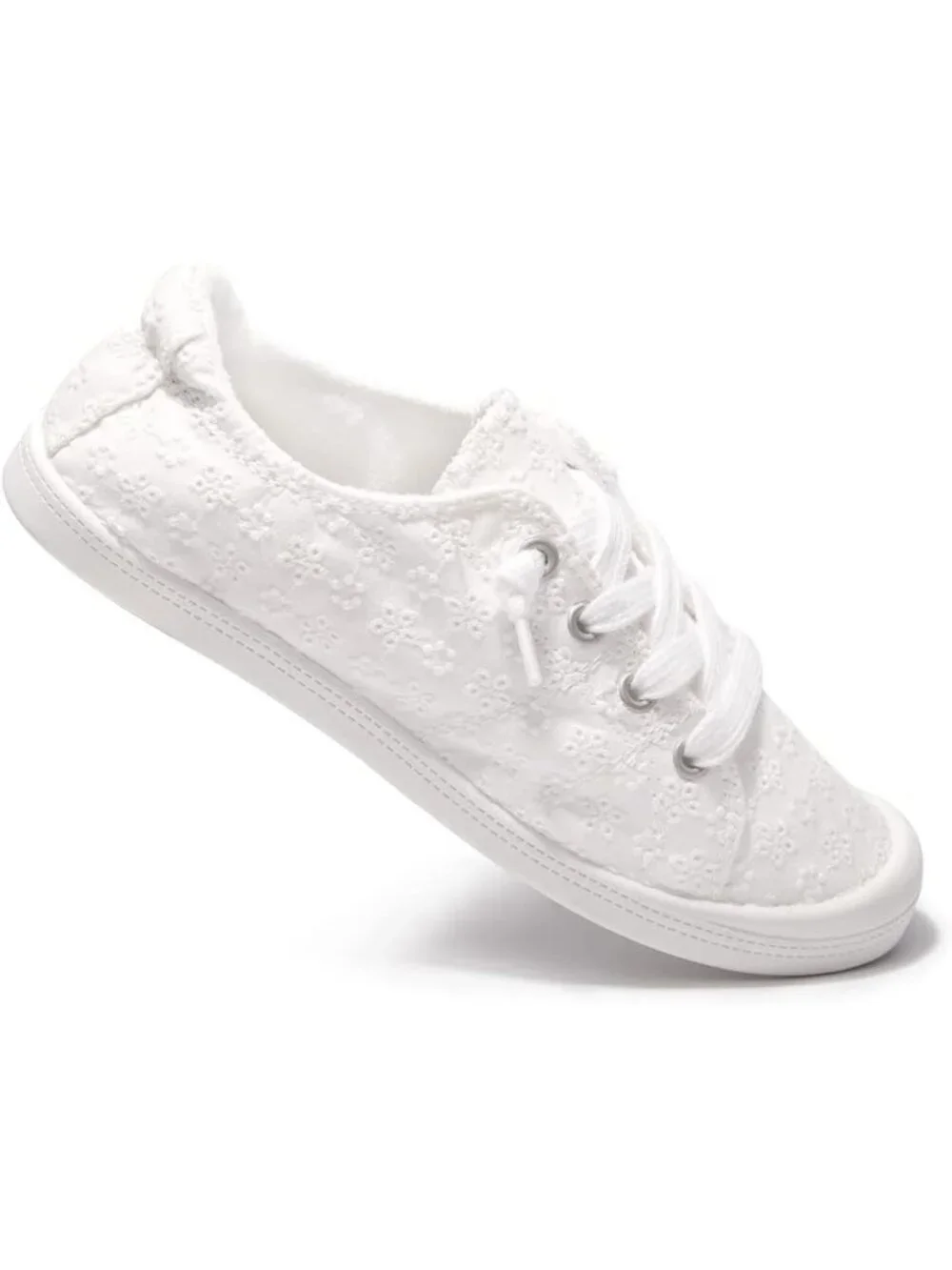 Womens White Canvas Slipon Canvas Sneaker Low Top Walking Shoes Fashion Sneakers